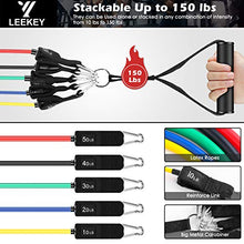 Load image into Gallery viewer, LEEKEY Resistance Bands Set Workout Bands (11pcs) 5 Different Level Stackable Exercise Bands with Door Anchor, Handles, Waterproof Carry Bag,Legs Ankle Straps for Home Workouts and Resistance Training
