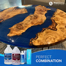 Load image into Gallery viewer, Pro Marine Supplies Clear Table Top Epoxy Resin (1 Gallon Kit) Bundle With Pro Perfect | UV Resistant and Self-leveling Resin | Resin Polishing Compound | For River Tables, Woodworking, Jewelry &amp; More
