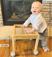Load image into Gallery viewer, Little Balance Box 2-in-1: No Wheels Spring Feet, Girl Boy Baby Walker Push Stand Toys, Toddler Activity Table, Award Winning (Blue)
