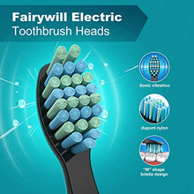 Load image into Gallery viewer, Fairywill Electric Toothbrush Brush Head x 4 for Models of FW-507/ FW-508/FW-917/ FW-959/FW-551 Sonic Toothbrushes Black
