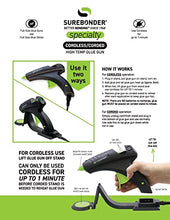 Load image into Gallery viewer, Surebonder Cordless Hot Glue Gun, High Temperature, Full Size, 60W, 50% More Power - Sturdily Bonds Metal, Wood, Ceramics, Leather &amp; Other Strong Materials (Specialty Series CL-800F)

