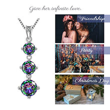 Load image into Gallery viewer, Aurora Tears Mystic Topaz Rainbow Necklace Women 925 Sterling Silver Three Stone Crystal Pendant Girls Gift Wedding/Anniversary Present DP0178M
