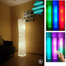 Load image into Gallery viewer, 61" Soft Light Floor Lamp,LEONC RGB Color Changing LED Tyvek Fabric Shade Modern Floor Lamp with Fabric Shade &amp; 2 Smart LED Bulbs for Livingroom Bedroom Warm Atmosphere Tyvek Dupont 10 x 10 x 61 inch…
