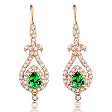 Load image into Gallery viewer, Lanmi 14k White Rose Yellow Gold Natural Emerald Sapphire Tourmaline Ruby Tsavorite Topaz Drop Dangle Earrings for Women Girls Valentine's Day Gift

