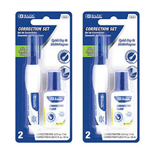 Load image into Gallery viewer, BAZIC Correction Fluid, Soft Bristle Brush &amp; Precise Metal Tip Applicator, Fine Point Corrections Pen White Out Wipe Out Liquid (2/Pack), 2-Packs

