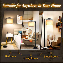 Load image into Gallery viewer, Rottogoon Floor Lamp for Living Room, LED Standing Lamp with 2 Lamp Shades Tall Industrial Arc Floor Lamp Reading for Bedroom, Office, Study Room (9W LED Bulb, Beige &amp; Gray Shades Included)
