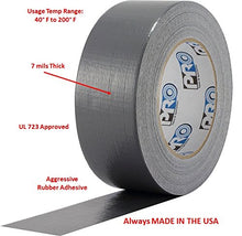 Load image into Gallery viewer, ProTapes Pro Duct 100 PE-Coated Cloth Economy Duct Tape, 60 yds Length x 3" Width, Black (Pack of 1)
