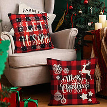 Load image into Gallery viewer, Bieyaaso Christmas Pillow Covers 18x18 Set of 4 for Home Decor Christmas Buffalo Plaid Retro Truck Throw Pillow Cases Cushion Decor Winter Holiday Christmas Farmhouse Decor Pillows Throw Pillow Cover
