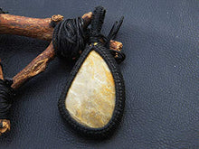 Load image into Gallery viewer, Bumble Bee Jasper cabochon Macrame Pendant, Boho Pendant, Macrame Jewelry, Gemstone Pendant, Handmade Macrame Pendant LA-8654
