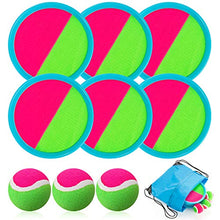 Load image into Gallery viewer, Toss and Catch Ball Set, Catch Game Toys for Kids, Beach Toys Paddle Ball Game Set with 6 Paddles and 3 Balls, Perfect Outdoor Games Sets Playground Sets for Backyards for Kids/Adults/Family
