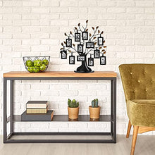 Load image into Gallery viewer, Americanflat Bronze Family Tree with 12 Hanging Picture Frames 2" x 3" in Black and Adjustable Ribbon Tassels - 22"
