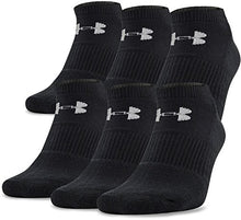 Load image into Gallery viewer, Under Armour Adult Cotton No Show Socks, 6-Pairs , Black/Gray , Large
