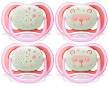Load image into Gallery viewer, Philips AVENT Ultra Air Nighttime 6-18 Months Pacifier, SCF376/44, Pink, (Pack of 4)
