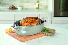 Load image into Gallery viewer, Viking 3-Ply Stainless Steel Oval Roaster with Metal Induction Lid and Rack, 8.5 Quart
