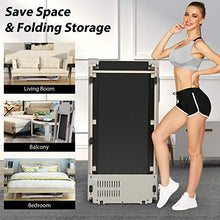 Load image into Gallery viewer, FUNMILY Folding Treadmill, 2.25HP Portable Treadmill with Table Holder &amp; Bluetooth Speaker, Multifunctional Running Machine for Office Home Gym, Zero Installation (Silver)
