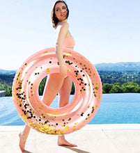 Load image into Gallery viewer, CoTa Global Inflatable Pool Float Tube Confetti 36 Inches Premium Swim Ring Heavy Duty Vinyl Flotation Pool Floats Toy for The Beach, Party, Vacation, UV Resistant - Pool Party (Rose Gold)
