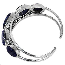 Load image into Gallery viewer, NOVICA Lapis Lazuli .925 Sterling Silver Cuff Bracelet 'Blue Allure'
