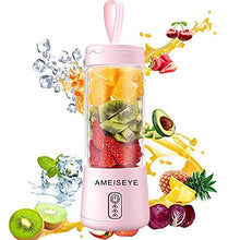 Load image into Gallery viewer, Portable Blender - Personal Size Juicer Cup Fruit Shakes Smoothie Mixer with 2600mAh Rechargeable Battery, Six Blades for Home,Travel,Sports,Gym (Pink)
