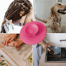Load image into Gallery viewer, OmiStout Hair Catcher &amp; Drain Stopper, 2 in 1 Sink Drain Cover, Flex Silicone Strainer for Shower/Bathtub/Tub/Floor Drain/Kitchen Sink (Blue, 3 Pack)
