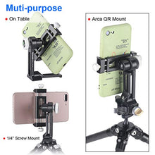 Load image into Gallery viewer, Phone Holder Adapter for Tripod, On Table iPhone Stand, Arca QR, 1/4" Screw Mount, 360 Degree Ball Head Rotate &amp; Tilt Vertical &amp; Horizontal, Fits iPhone 6 7 8 X 11 Pro Se Samsung Phone Clamp
