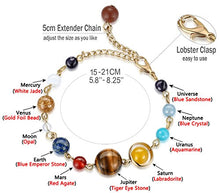 Load image into Gallery viewer, Fesciory Women Solar System Bracelet Universe Galaxy The Eight Planets Guardian Star Natural Stone Beads Bracelet Bangle for Men(Gold(Adjustable))
