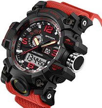 Load image into Gallery viewer, Men‘s Military Watch Dual Display Waterproof Sport Digital Big Wrist Watch Outdoor Tactical Red Watch

