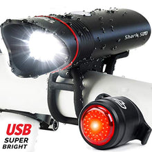 Load image into Gallery viewer, Cycle Torch Shark 500 USB Rechargeable Bike Light – Headlight &amp; Tail Light Set- Fits All Bicycles, Hybrid, Road, MTB, with Quick Release
