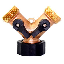 Load image into Gallery viewer, 2wayz Brass 2 Way Hose Splitter. Super Heavy Duty Connector Will Keep You Dry as a Bone &amp; Get The Job Done! Rubber Shut Off Valves Included, Fits ¾” Hoses. A Metal Tap Diverter That Will Never Leak!
