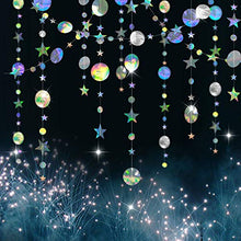 Load image into Gallery viewer, Cheerland Bling Bling iridescent Twinkle Star Garland Streamer Kit for Party Decorations Glitter Metallic Circle dot Garland Glittery Bunting Garlands Banner for Wedding Kids Room Birthday Baby Shower
