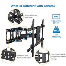Load image into Gallery viewer, Full Motion TV Wall Mount Bracket Dual Articulating Arms Swivels Tilts Rotation for Most 37-70 Inch LED, LCD, OLED Flat Curved TVs, Holds up to 132lbs, Max VESA 600x400mm by Pipishell
