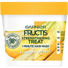 Load image into Gallery viewer, Garnier Fructis Strengthening Treat 1 Minute Hair Mask with Banana Extract, 3.4 Ounce
