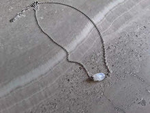 Load image into Gallery viewer, Raw Moonstone June Birthstone Petite Minimalist Necklace Stainless Steel
