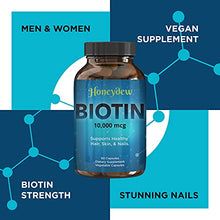 Load image into Gallery viewer, Biotin 10000mcg for Hair Skin and Nails - Honeydew Biotin Hair Vitamins for Faster Hair Growth and Nail Care - Vitamin B7 Biotin Hair Growth Vitamins for Women and Mens Hair Loss - 90 Veggie Capsules
