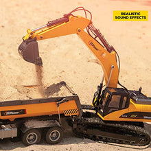 Load image into Gallery viewer, Top Race 23 Channel Hobby Remote Control Excavator and Construction Dump Truck; V4, Construction Vehicle RC Tractor, Full Metal Excavator Toy, Carries 180 Lbs, Diggs 1.1 Lbs Per Cubic Inch:
