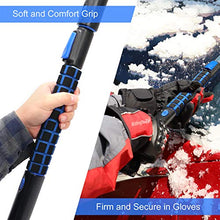 Load image into Gallery viewer, SEG Direct 39" Extendable Snow Brush with Squeegee Ice Scraper Telescoping Foam Grip for Car Truck SUV MPV Light Weight Anti-Freeze Extreme Durability Black and Blue
