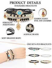 Load image into Gallery viewer, HANPABUM 3 Sets Bohemian Beaded Bracelets Set for Women Men Multilayer Hamsa Hand Evil Eye Charms Stretch Stackable Bracelet
