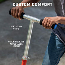 Load image into Gallery viewer, Mongoose Trace Youth/Adult Kick Scooter Folding and Non-Folding Design, Regular, Lighted, and Air Filled Wheels, Multiple Colors, Red/Blue, 100mm Wheels

