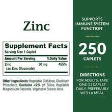 Load image into Gallery viewer, Nature's Bounty Zinc Caplets 50mg 250ct
