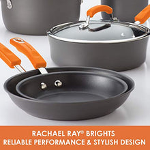 Load image into Gallery viewer, Rachael Ray Brights Hard Anodized Nonstick Frying Pan Set / Fry Pan Set / Hard Anodized Skillet Set - 9.25 Inch and 11.5 Inch, Gray with Orange Handles
