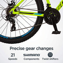 Load image into Gallery viewer, Schwinn High Timber ALX Youth/Adult Mountain Bike, Aluminum Frame and Disc Brakes, 27.5-Inch Wheels, 21-Speed, Yellow
