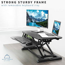 Load image into Gallery viewer, VIVO Black Height Adjustable 32 inch Standing Desk Converter, Sit Stand Dual Monitor and Laptop Riser Workstation (DESK-V000K)
