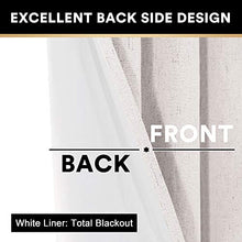Load image into Gallery viewer, 100% Blackout Linen Look Patio Door Curtain 84 Inches Long Extra Wide Thermal Insulated Grommet Curtain Drapes for Living Room / Sliding Glass Door, Primitive Winow Treatment Decoration, Ivory

