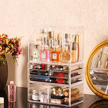 Load image into Gallery viewer, Cq acrylic Clear Makeup Organizer And Storage With Lid Stackable X Large Waterproof Dustproof Skin Care Cosmetic Display Case With 6 Drawers For Beauty Skincare Product Organizing,Set of 3
