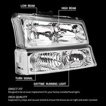 Load image into Gallery viewer, DNA Motoring HL-OH-CS03-4P-CH-CL1 Chrome Housing Headlights Compatible with 2003-2006 Chevy Silverado/Avalanche Fit Models without Factory Cladding
