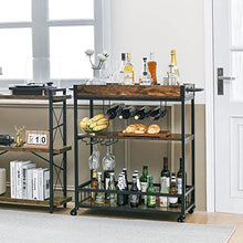 Load image into Gallery viewer, Bar Carts for The Home, Mini Home Bar with Wheels, Industrial Mobile Wine Trolley with Wine Rack and Glass Holder, for Outdoor/Living/Kitchen
