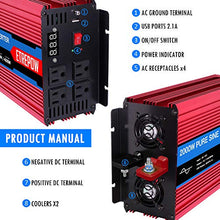 Load image into Gallery viewer, ETREPOW 2000 Watt/4000 Watt Pure Sine Wave Power Inverter 12V DC to 110V /120V AC Power Converter Wireless Remote Control-Off-Grid Inverter for Outdoor ,Home,Camping, RV,Truck,Car

