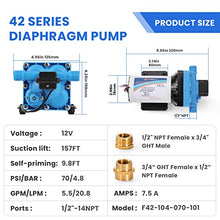 Load image into Gallery viewer, ANBULL 12V Self Priming Pump, 5.5GPM/70PSI Water Pressure Diaphragm Pump with 3/4" Garden Hose Adapters, Marine Fresh Water Transfer Pump with Pressure Switch for RV Camper Yacht Lawn
