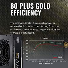 Load image into Gallery viewer, Cooler Master MWE Gold 850 V2 Full Modular, 850W, 80+ Gold Efficiency, 2 EPS Connectors, 120mm HDB Fan, Semi-fanless Operation, 5 Year Warranty
