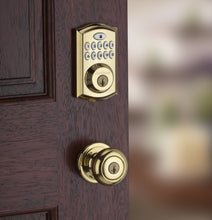 Load image into Gallery viewer, Kwikset 913 Smartcode Touchpad Electronic Deadbolt featuring SmartKey in Polished Brass
