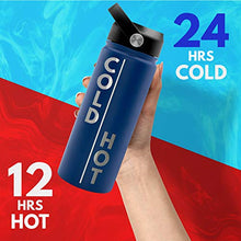 Load image into Gallery viewer, Amazing Items Personalized Water Bottle with Straw Lid, 18 oz - Fire Red | Custom Stainless Steel Sports Water Bottle w/ Name and Text - Double Wall + Vacuum Insulated - Rotating Handle
